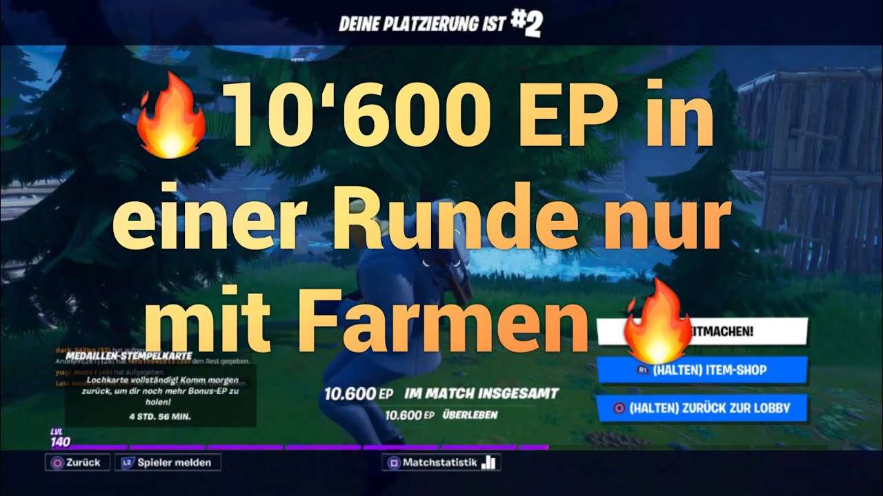 In a round of 10,600 XP Fastest way to level in Fortnite ...