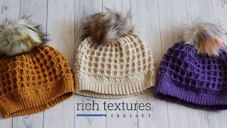 Waffle Stitch Beanie Crochet Pattern