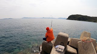 【釣り】テトラポットの先端から可能な限り遠くに投げたら幻一歩手前の大型魚がきた！