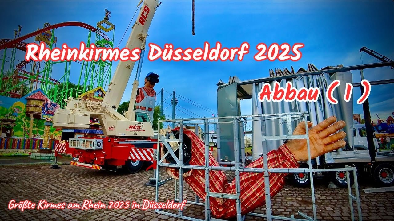 Rheinkirmes Düsseldorf 2025 Abbau+Rundgang (1)🧀 Größte Kirmes am Rhein 2025 in Düsseldorf-Abbau 🚧