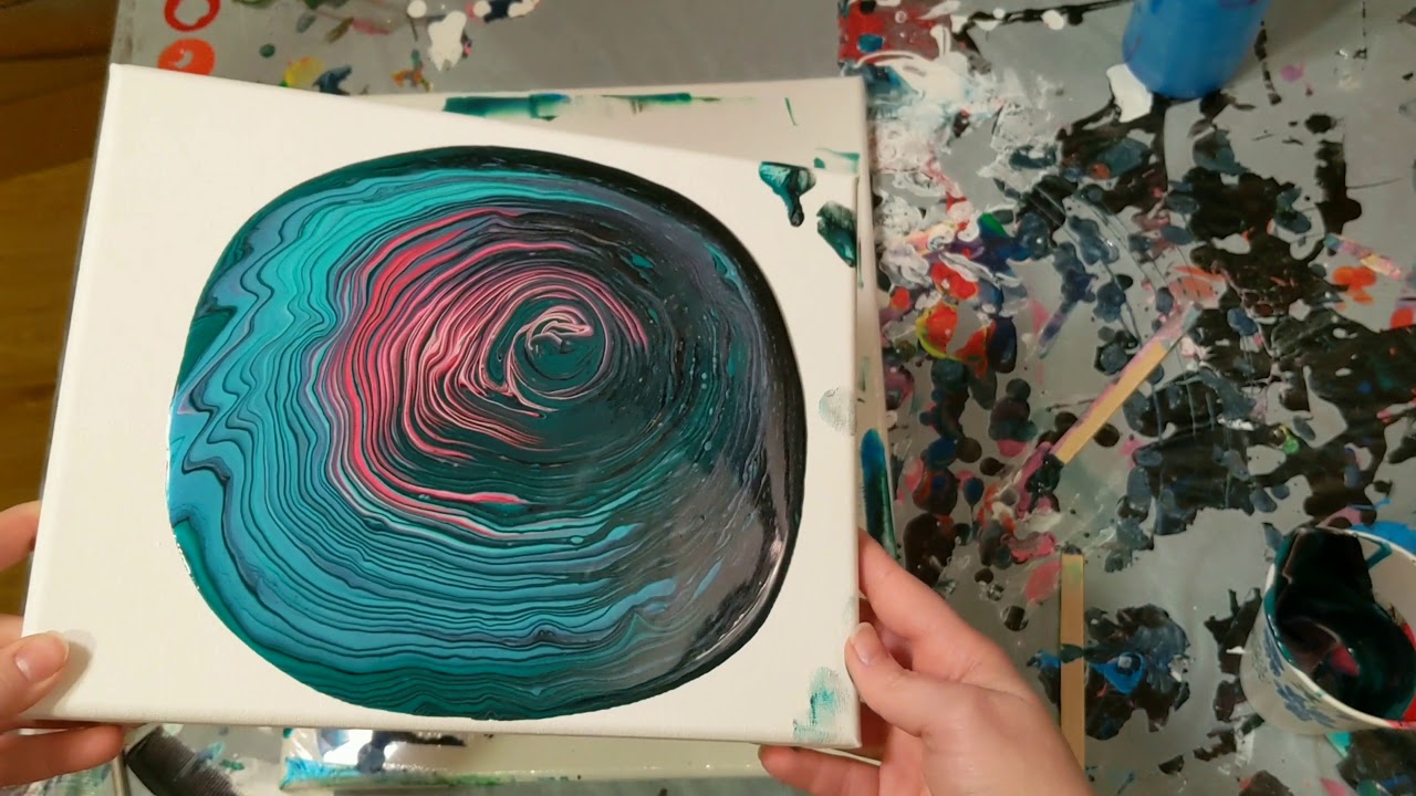 Left Over Paint Tree Ring Acrylic Pour Painting - YouTube
