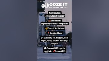 Ooze IT Solutions Hiring | Junior Full Stack Developer | Udaipur #FresherJobs #WebDeveloper #fresher