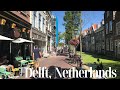 Exploring delfts market and scenic canal streets  netherlands  2024 4k