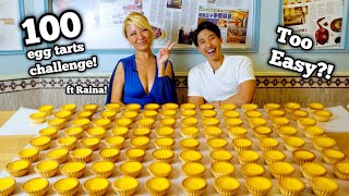 100 EGG TARTS EATING CHALLENGE ft Raina Huang! | 7KG of Food Eaten! | Best Egg Tarts in Singapore?!