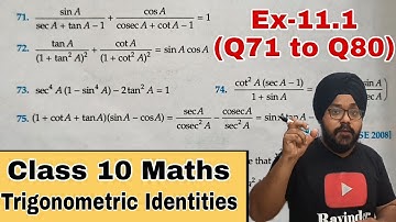RD Sharma Ex 11.1 Q71 to Q80 Solutions for Class 10 Maths Chapter 10 Trigonometric Identities
