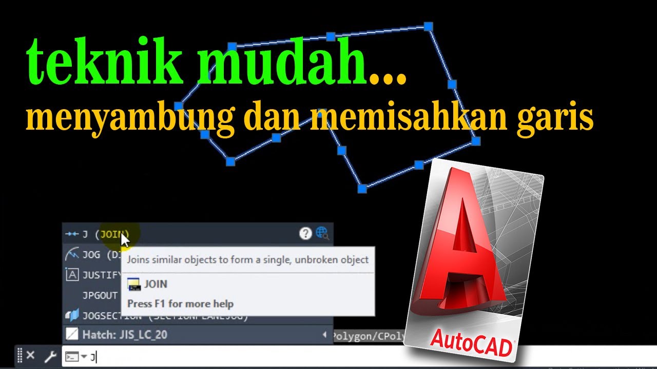 menyambung dan memisahkan garis di autocad - YouTube