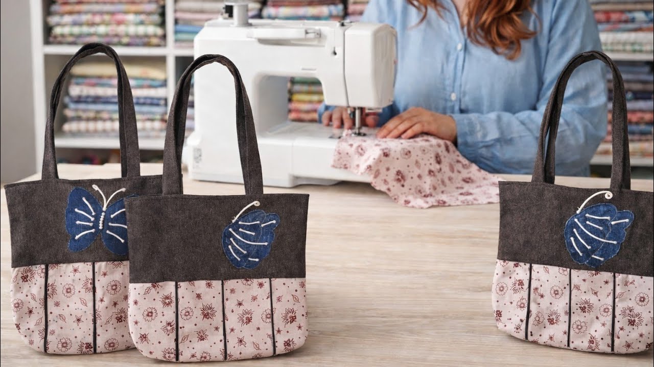 How to Make a Patchwork Tote Bag with Butterfly Design | Easy DIY Sewing