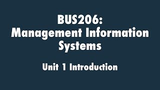 Management Information Systems: Unit 1 Introduction