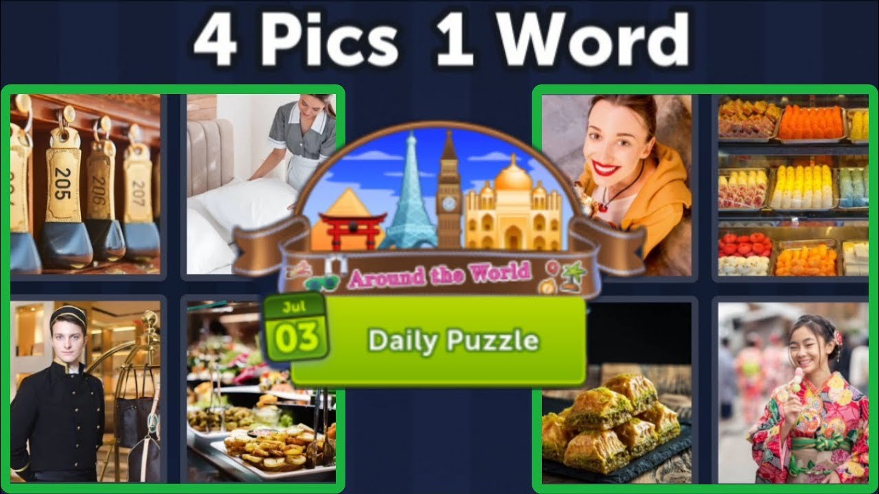 4 Pics 1 Word Daily Puzzle July 3, 2023 Around The World + Levels 4781