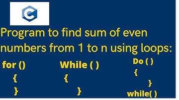 C program to find sum of even numbers from 1 to n using loops