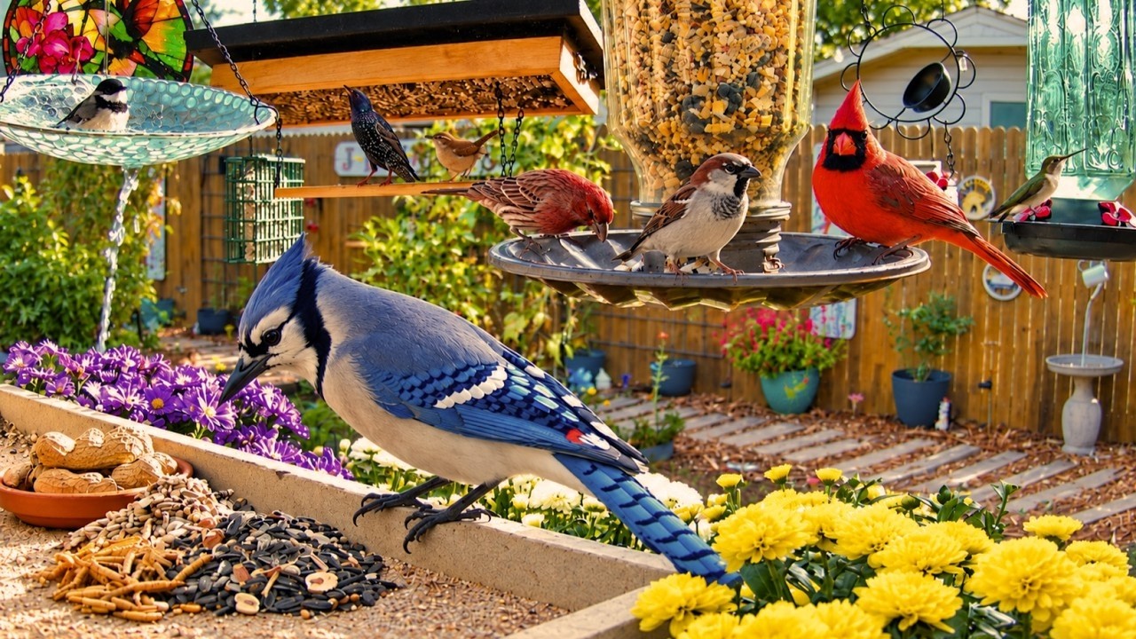 🔴LIVE Peaceful Garden Path Bird Feeder: Cardinals, Chickadees ...