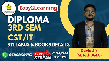 Diploma 3rd Sem CST/IT | Syllabus Discussion and Best Books | By Easy2Learning/David Das