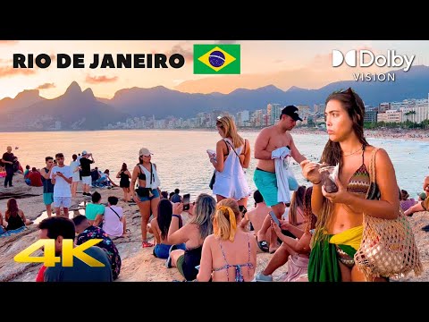 4K HDR | SUNSET AT ARPOADOR BEACH, IPANEMA BRAZIL 🇧🇷