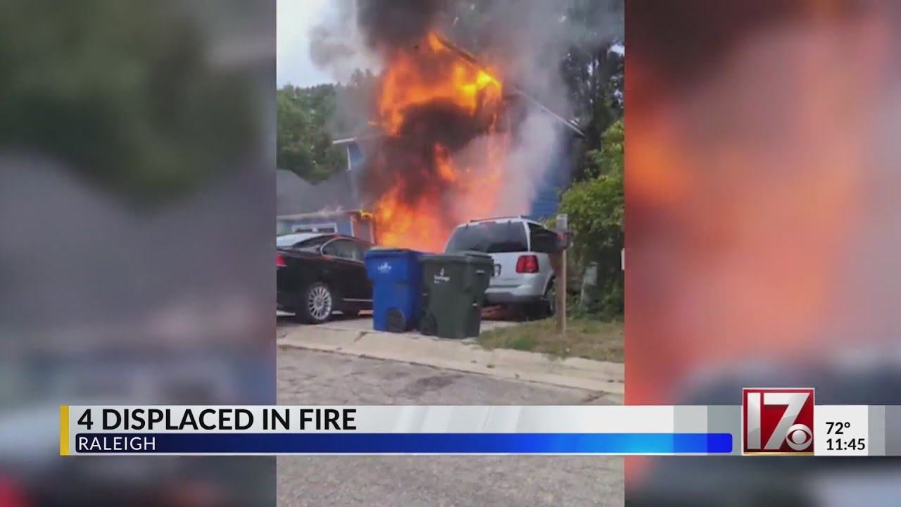 Family displaced after fire engulfs Raleigh home - YouTube