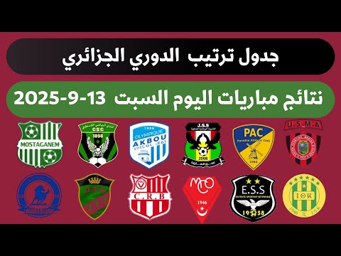 ترتيب الدوري الجزائري الجولة 4 السبت 13 9 2025 نتائج مباريات اليوم البطولة الجزائرية