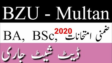 ||BA/BSc Date sheet|| BZU|| Educational Studio||