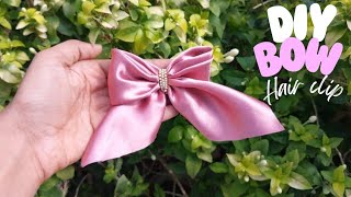 DIY satin bow hair clip || Hair accessories bow clip 🎀✨️