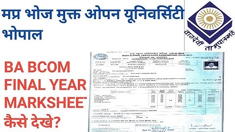 how to marksheet view BA BCOM FINAL YEAR bhoj university? @sbgchannel