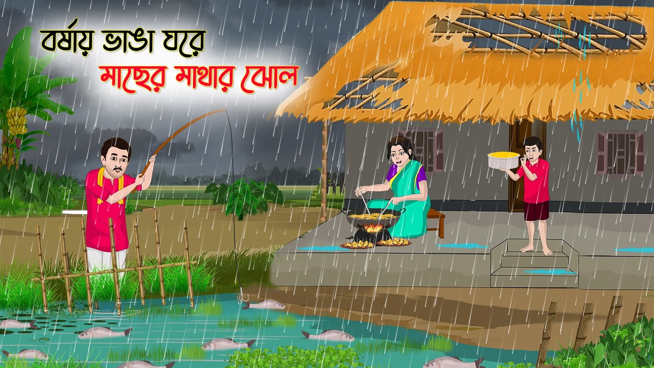 বর্ষায় ভাঙা ঘরে মাছের মাথার ঝোল | Village Story | Thakumar Jhuli | Bangla Cartoon