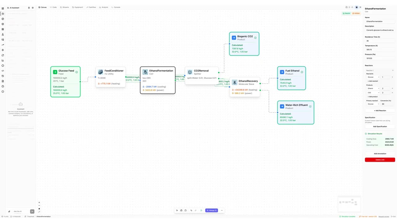 AI-assisted process design in RefineryCanvas