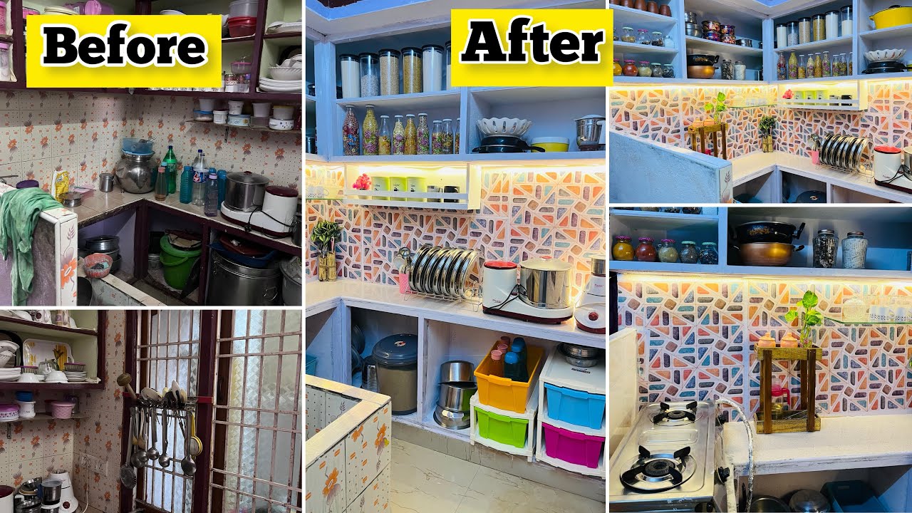 Indian Non Modular kitchen Makeover in low budget|Extreme Kitchen Makeover