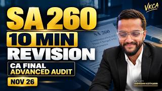 SA 260 in 10 Minutes | CA Final Audit Nov 26 | Advanced Auditing Chapter 2 | VKCA