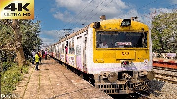 Special color & beautiful EMU local train high speed entrance to station | South Eastern Railway