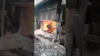 #furnace #charging by #wooden #pallets #aluminium #recycling #factory #machine #recycle #scrap #melt