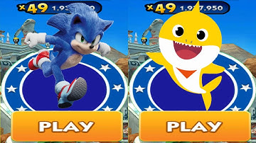 Sonic Dash vs Baby Shark Run - Movie Sonic vs All Bosses Zazz Eggman All 70 Characters Unlocked