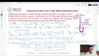 Lecture 23 Problem Solved on #U-Tube #Differential #Manometer