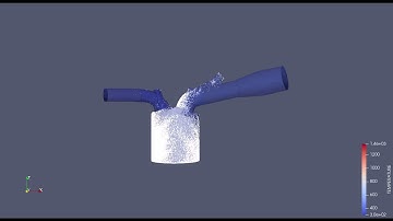 Temperature contour animation of PFI engine simulation