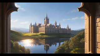 A Peaceful View of Hogwarts | Cinematic Fantasy Castle Scene | Magical Ambience