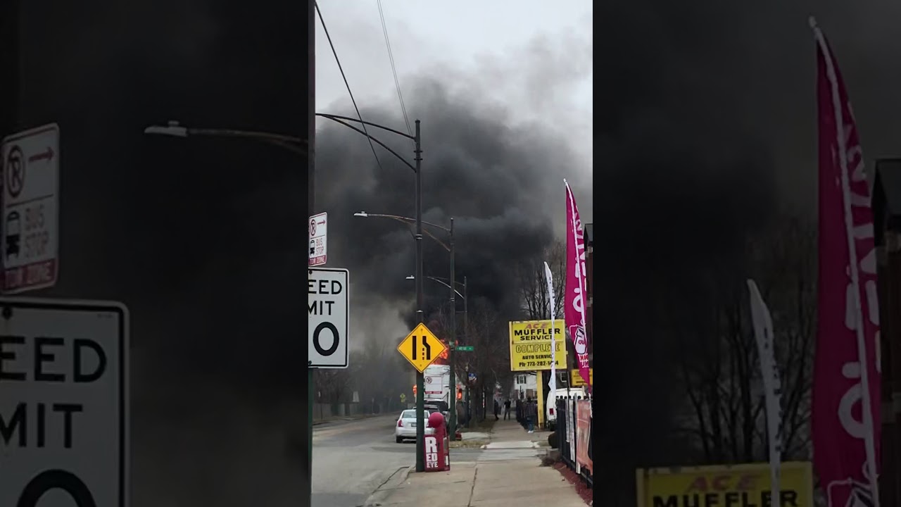 Truck on fire. Irving Park near Harlem. Chicago