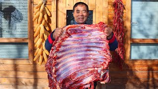 HUGE DONKEY RIBS Showered in Hot Oil! Taste like 'Dragon Meat'! | Uncle Rural Gourmet