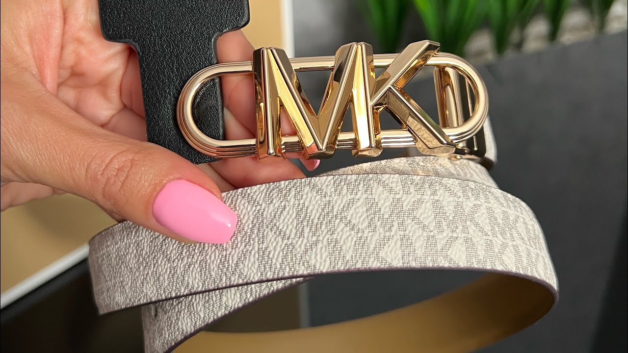 Распаковка ремня MICHAEL KORS Reversible Logo And Leather Belt (vanilla/husk)