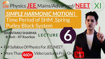 SIMPLE HARMONIC MOTION |Lec-6| Time Period of SHM ,Spring Pulley Block Sys |Physics for IIT-JEE/NEET