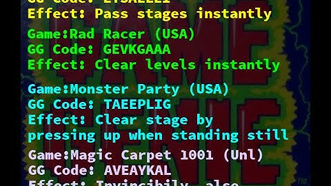 Blatant NES GameGenie codes by me (A.K.A. megaman_exe on gamehacking.org & master higgins on acmlm)