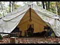 Off Grid : Man and Dog Live in Canvas Tent Off Grid : Man and Dog Live in Canvas Tent