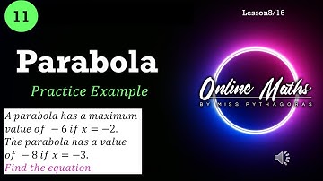 Functions Parabola Grade11: L8 Find Equation if Turning point given  - PRACTICE