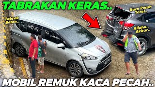 HANTAM BETON PEMBATAS JALAN !!! Alami Tabrakan Keras Kaca Belakang Mobil HRV Pecah Total Body Remuk