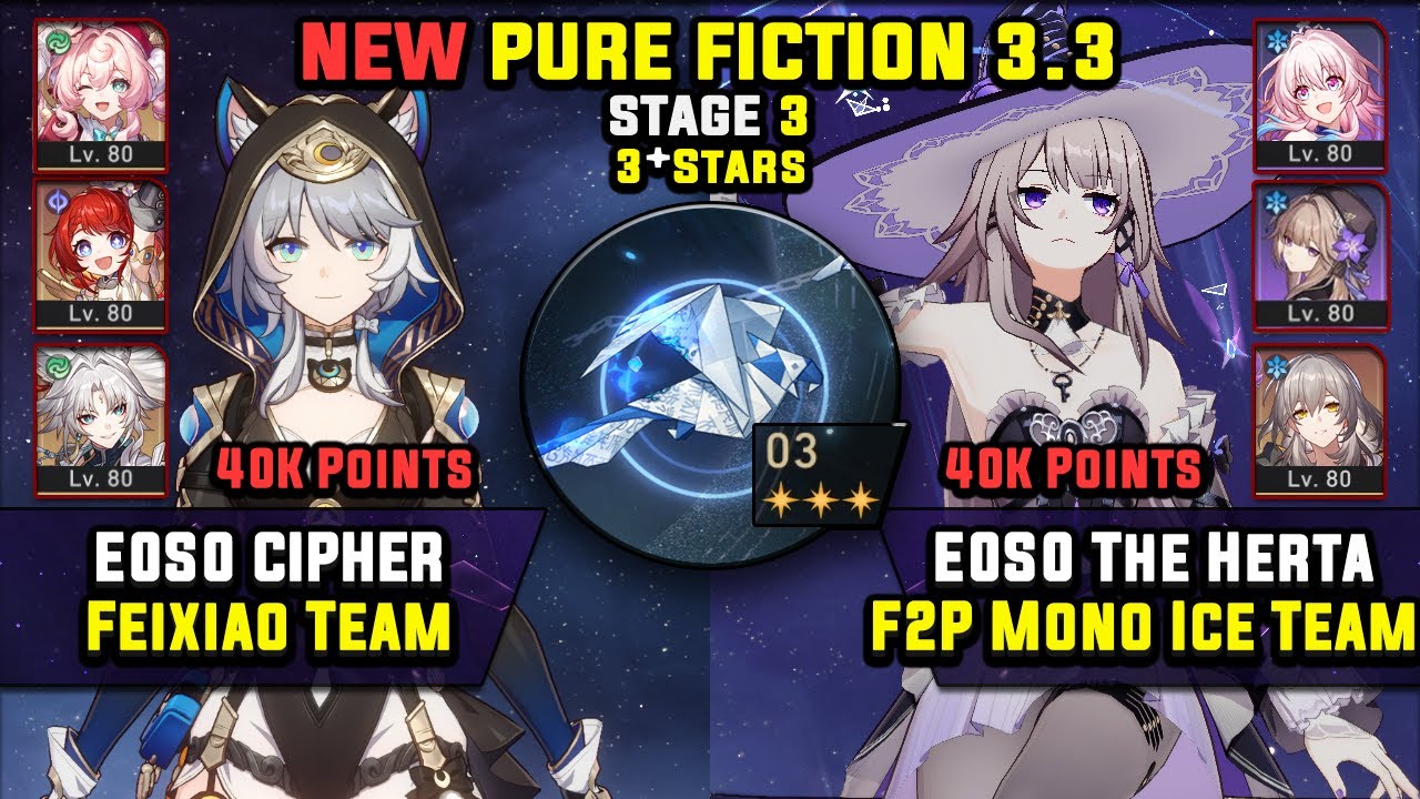 E0 Feixiao Carry W/ Cipher & E0 The Herta F2P Carry (3 Stars) Pure Fiction  3 Honkai Star Rail 3.3