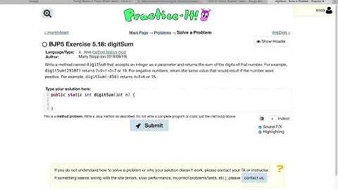 Exercise 5.18 (digitSum) Java Tutorial || Practice-It