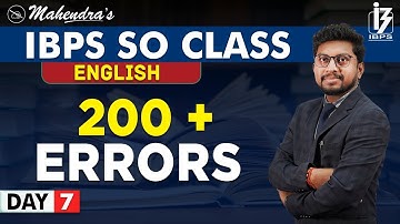 200 + Errors | English | By Amit Mahendras | IBPS SO Class | 2:00 pm