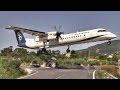 LOWEST DASH 8 LANDING EVER?  Skiathos Airport - Olympic Q400 - Plane Spotting @ JSI