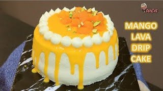 Mango Lava Drip Cake Recipe芒果流心淋面蛋糕食谱|芒果爆浆No White Chocolate,No Egg Mango Glaze, Mascarpone Frosting
