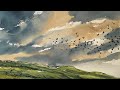 Studio vlog how i paint a stormy sky watercolor landscape painting watercolour  storm clouds demo