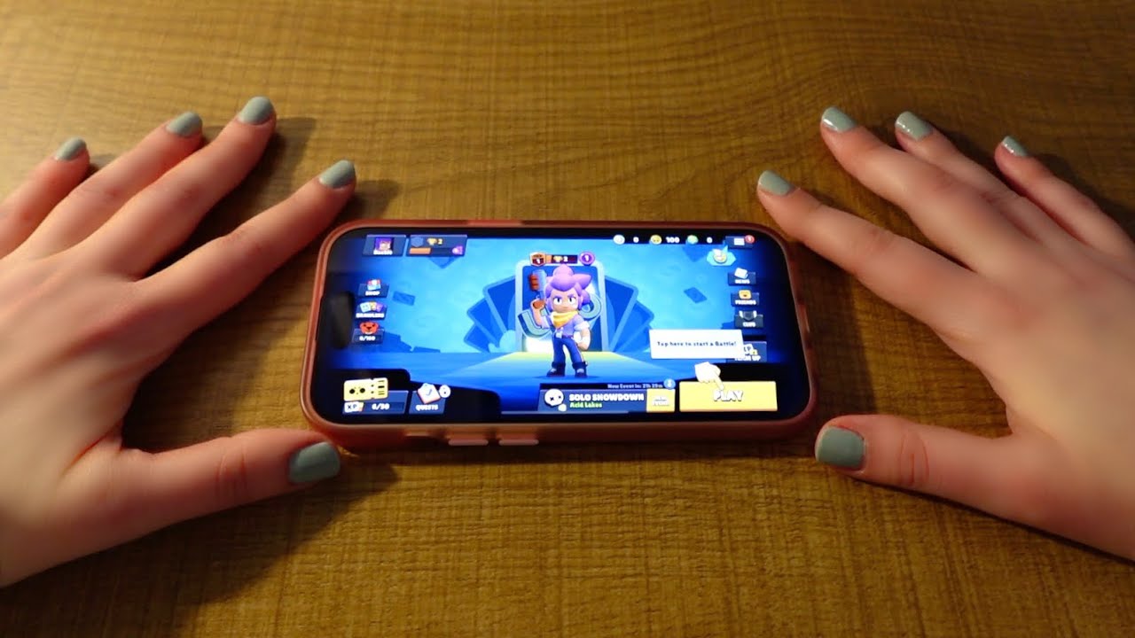 ASMR Playing Brawl Stars + gum chewing