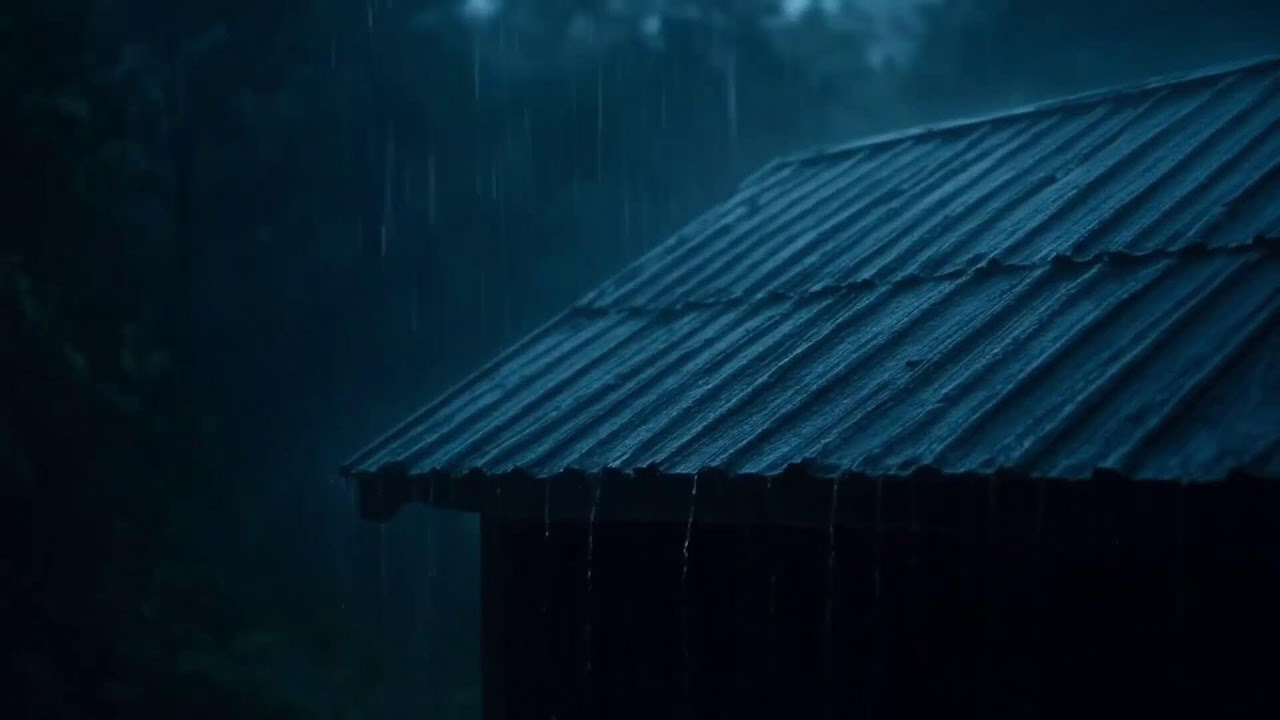 Heavy Rain on a Cabin Roof at Night | Deep Sleep Rain Sounds AHD