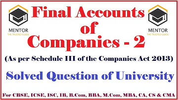 Final Accounts of Companies: 2 Intro. to format of Balance sheet for B.com, M.com, CA, CMA, CS.