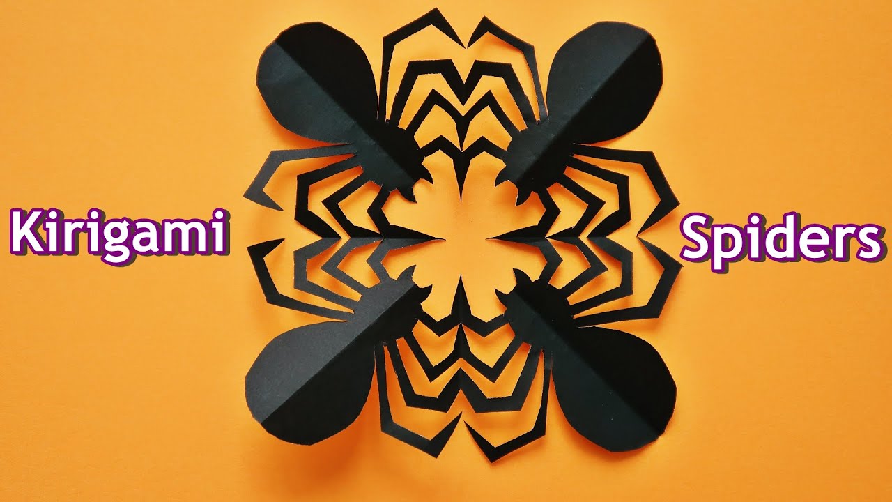 ハロウィン折り紙 切り紙 蜘蛛 くも 作り方 Halloween Decorations Spider Origami Kirigami Paper Craft Easy Tutorial Youtube